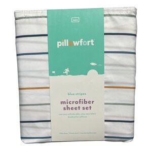 Pillowfort Blue Stripes Microfiber Twin Sheet Set NWT